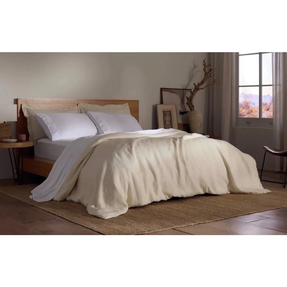 Cozy Earth Linen Duvet Cover King + Matching Shams Natural (flawed see details)